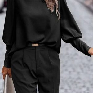 Loose Crew Neck Casual Plain T-Shirt, JustFashionNow T-Shirts, color:Black|size:XXL,