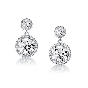 Earrings - Halo Round Cut Simple Drop Earrings, Apparel & Accessories, Italo jewelry - Online Catalog