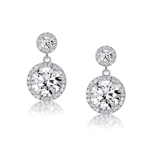 Earrings - Halo Round Cut Simple Drop Earrings, Apparel & Accessories, Italo jewelry - Online Catalog