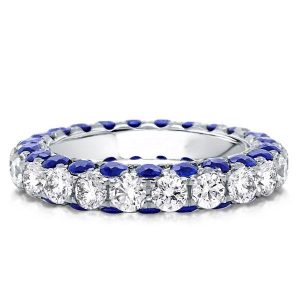 Eternity band - Eternity Round White & Blue Sapphire Wedding Band, Apparel & Accessories, Italo jewelry - Online Catalog