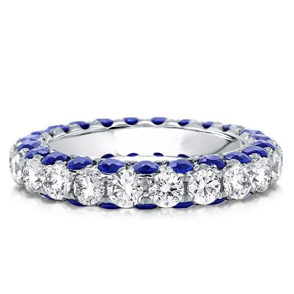 eternity band - Eternity Round White & Blue Sapphire Wedding Band, Italo jewelry - Online Catalog