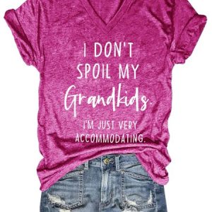 Funny I Don't Spoil My Grandkids Vintage Casual Letter Short Sleeve T-Shirt, T-shirts, Lilicloth.com