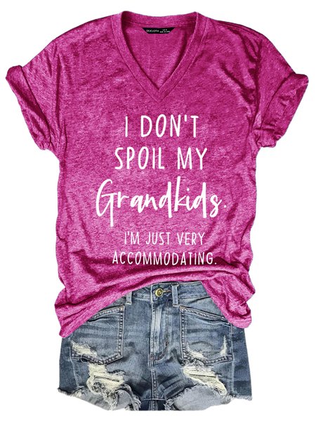 Funny I Don't Spoil My Grandkids Vintage Casual Letter Short Sleeve T-Shirt, T-shirts, Lilicloth.com