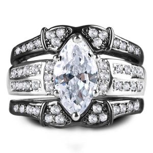 3pc wedding sets - Italo Two Tone Created White Sapphire 3PC Wedding Set, Italo jewelry - Online Catalog