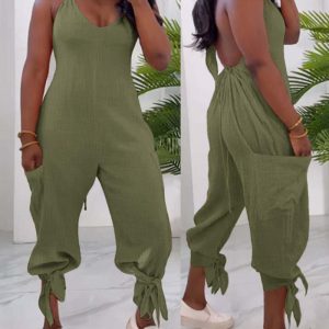 Halter Tied Detail Pocket Design Jumpsuit, women Jumpsuits, ChicMe catalog