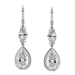Earrings - Halo Pear & Marquise Drop Earrings, Apparel & Accessories, Italo jewelry - Online Catalog