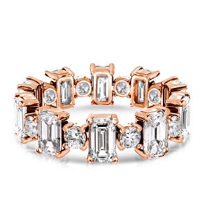 Eternity band - Rose Gold Emerald & Round Alternating Wedding Band, Apparel & Accessories, Italo jewelry - Online Catalog