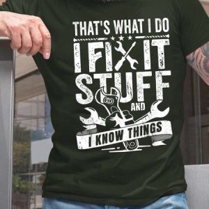 Men I Fix Stuff I Know Things Tools Crew Neck T-Shirt, T-shirts, Lilicloth.com
