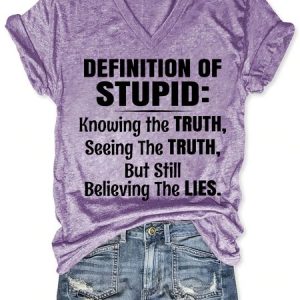 Graphic Definition Of Stupid Regular Fit Letter Casual Short Sleeve T-Shirt, T-shirts, Lilicloth.com