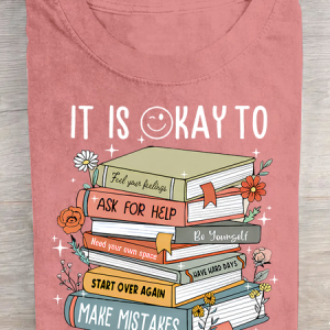 It's Okay To book Cotton T-shirt, T-shirts, Lilicloth.com