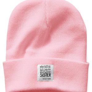 My Sister Has A Pretty Awesome Sister Family Text Letter Beanie Hat, Hats, Lilicloth.com