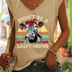 Don't Be A Salty Heifer Shirt, Sassy Cow Casual Knit Tank, Tank Tops, Lilicloth.com