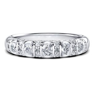 anniversary band - Italo Vintage Five Stone Created White Sapphire Wedding Band, Italo jewelry - Online Catalog