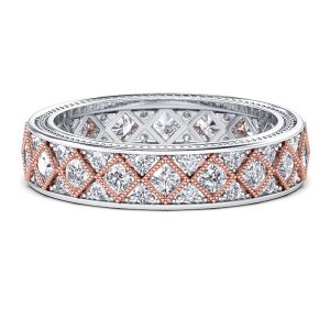 Eternity band - Two Tone Vinage Milgrain Blaze Pave Wedding Band (0.76 CT. TW.), Apparel & Accessories, Italo jewelry - Online Catalog