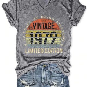 50 Year Old Gifts Vintage 1972 Limited Edition 50th Birthday Casual Short Sleeve T-Shirt, T-shirts, Lilicloth.com
