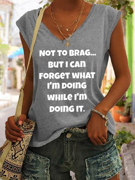 Old Geezer Funny Sayings Print V-Neck Top, Tank Tops, Lilicloth.com