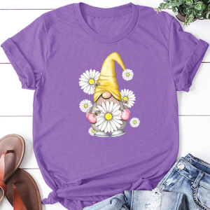 Gnome With Daisy Funny Print Shirt&Tops, T-shirts, Lilicloth.com