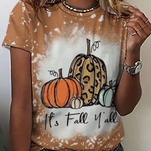 Womens Its Fall Yall Halloween Crew Neck T-Shirt, T-shirts, Lilicloth.com