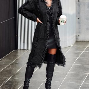 Open Front Long KnitCardigans Sweater Loose Tassels Design Outwear, women Sweaters & Cardigans, ChicMe catalog