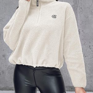 Stand Collar Zipper Design Casual Sweatshirt, Sweats & Hoodies, ChicMe catalog