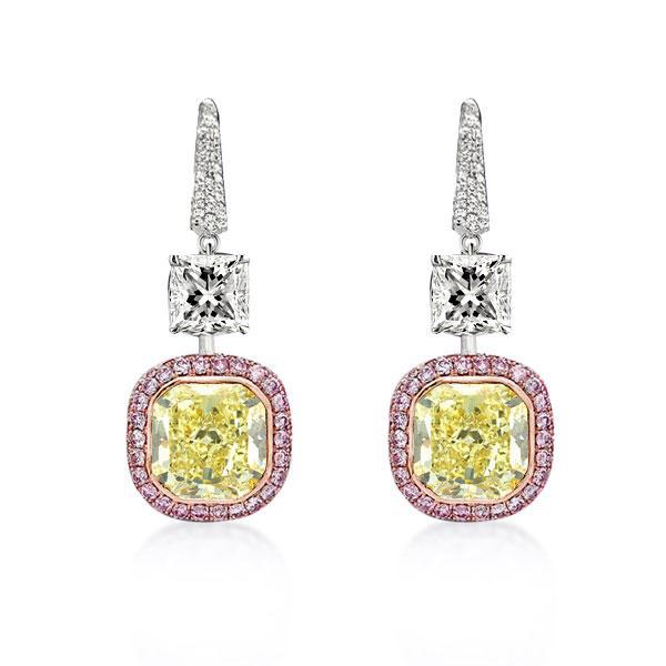 Earrings - Halo Pink & Yellow Topaz Sterling Silver Drop Earrings, Apparel & Accessories, Italo jewelry - Online Catalog