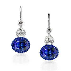 Earrings - Halo Oval & Round Cut Drop Wedding Earrings, Apparel & Accessories, Italo jewelry - Online Catalog