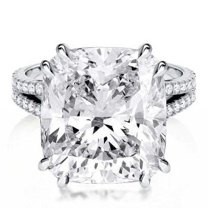 classic engagement rings - Double Prong Split Shank Cushion Cut Engagement Ring, Italo jewelry - Online Catalog