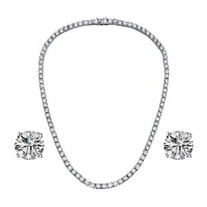 jewelry sets - Round Cut Tennise Simple Necklace And Earrings Jewelry Set, Italo jewelry - Online Catalog