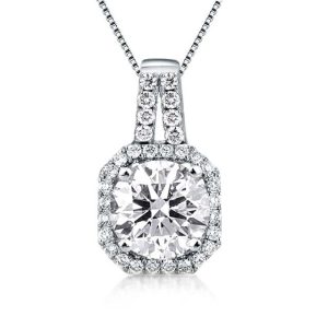 Necklaces - 1.0 Carat Cushion Halo Round Cut Pendant Fashion Necklace, Apparel & Accessories, Italo jewelry - Online Catalog