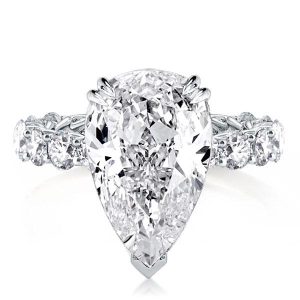 Unique rings - Italo Created White Sapphire Unique Pear Shaped Engagement Ring, Italo jewelry - Online Catalog
