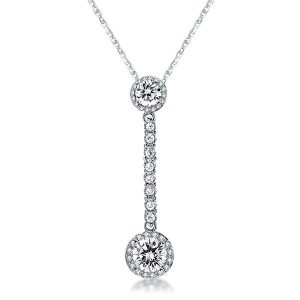 Necklaces - Fashion Halo Round Cut Two Pendants Necklace For Women, Apparel & Accessories, Italo jewelry - Online Catalog