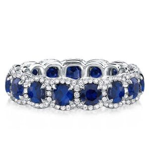anniversary band - Halo Created Sapphire Round Wedding Band, Italo jewelry - Online Catalog