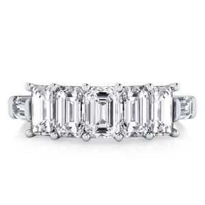 classic band - Emerald & Baguette Cut Half Eternity Wedding Band, Italo jewelry - Online Catalog