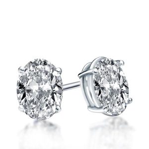 earrings - Italo Oval Cut Stud Earrings Silver Earrings For Women, Italo jewelry - Online Catalog