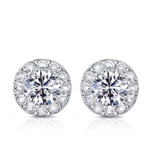 earrings - Italo Halo Created White Sapphire Stud Earrings, Italo jewelry - Online Catalog