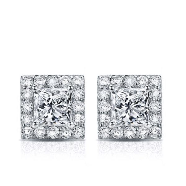 Earrings - Italo Halo Created White Sapphire Stud Earrings, Apparel & Accessories, Italo jewelry - Online Catalog