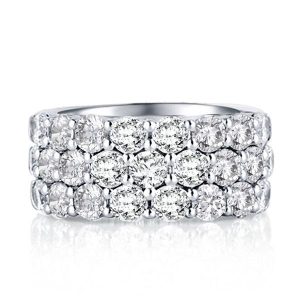 anniversary band - Italo Triple Row Created White Sapphire Wedding Band, Italo jewelry - Online Catalog