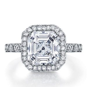 Classic rings - Italo Halo Asscher Created White Sapphire Engagement Ring, Apparel & Accessories, Italo jewelry - Online Catalog