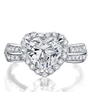 unique engagement rings - Italo Halo Heart Created White Sapphire Engagement Ring, Italo jewelry - Online Catalog