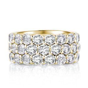 anniversary band - Italo Golden Triple Row Created White Sapphire Wedding Band, Italo jewelry - Online Catalog
