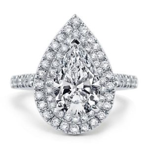 halo engagement rings - Italo Pear Shaped Engagement Ring Affordable Double Halo Ring In Sterling Silver, Italo jewelry - Online Catalog
