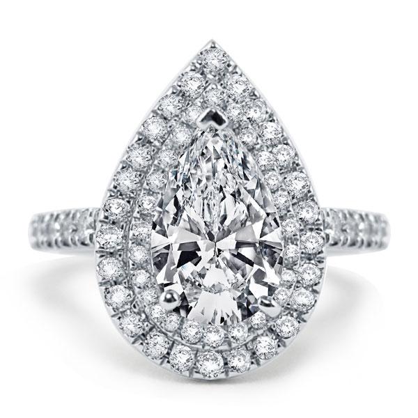halo engagement rings - Italo Pear Shaped Engagement Ring Affordable Double Halo Ring In Sterling Silver, Italo jewelry - Online Catalog