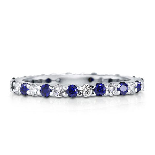 Eternity band - Italo White & Blue Sapphire Eternity Wedding Band For Women, Apparel & Accessories, Italo jewelry - Online Catalog
