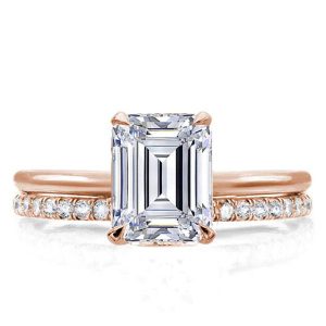 Bridal sets rings - Italo Rose Gold Emerald Created White Sapphire Bridal Set, Italo jewelry - Online Catalog