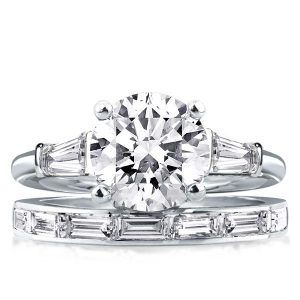 Bridal sets rings - Italo Three Stone Engagement Rings Sets Round Cut Bridal Set, Italo jewelry - Online Catalog