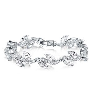 Bracelets - Leaf Design Round & Marquise Cut Bracelet, Apparel & Accessories, Italo jewelry - Online Catalog
