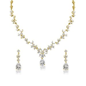 jewelry sets - Fashion Golden Pear Cut Necklace And Earring Jewelry Set, Italo jewelry - Online Catalog