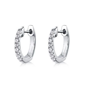 earrings - Half Stone Round Cut Hoop Earrings For Women Huggie Earrings, Italo jewelry - Online Catalog