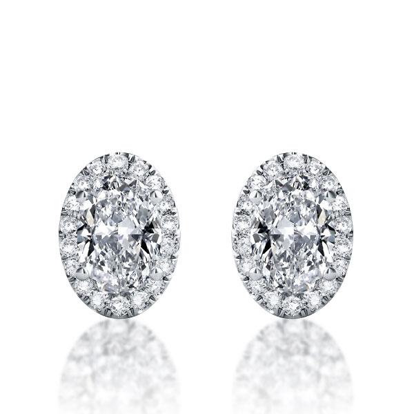 Earrings - Italo Halo Oval Created White Sapphire Stud Earrings, Apparel & Accessories, Italo jewelry - Online Catalog