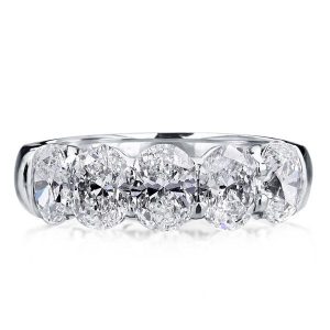 anniversary band - Italo Five Stone Oval Half Eternity Created White Sapphire Wedding Band, Italo jewelry - Online Catalog